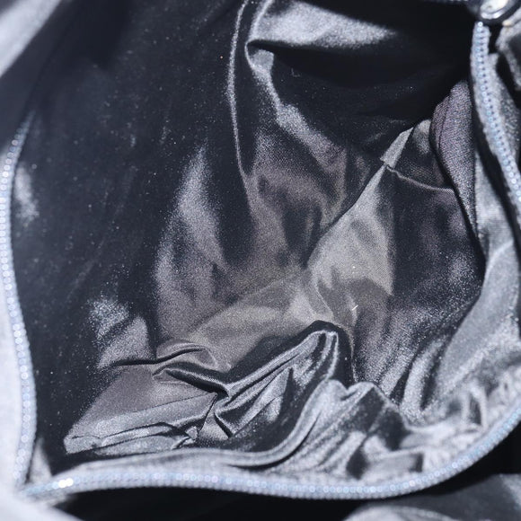 PRADA Tote Bag Nylon Black Silver Auth 151527