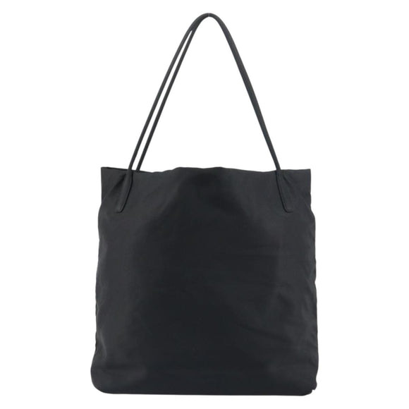 PRADA Tote Bag Nylon Black Silver Auth 151527