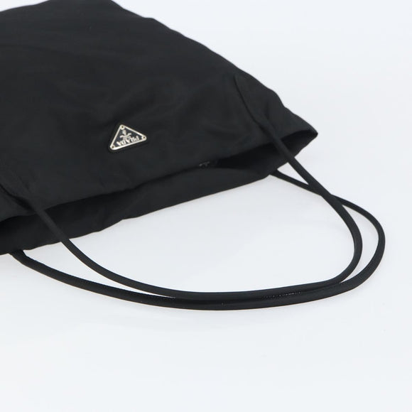 PRADA Tote Bag Nylon Black Silver Auth 151527