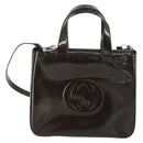 GUCCI Hand Bag Patent leather 2way Brown Silver 000 1013 0504 Auth 151528-2