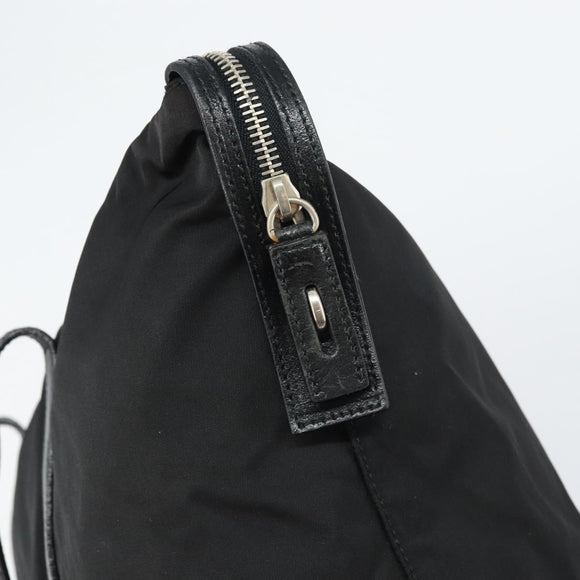PRADA Tote Bag Nylon Black Silver Auth 151531