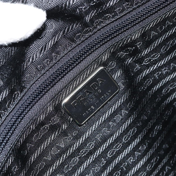 PRADA Tote Bag Nylon Black Silver Auth 151531