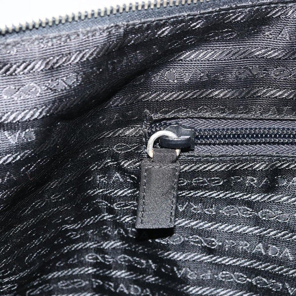 PRADA Tote Bag Nylon Black Silver Auth 151531