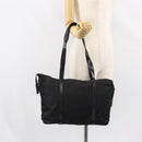 PRADA Tote Bag Nylon Black Silver Auth 151531-23