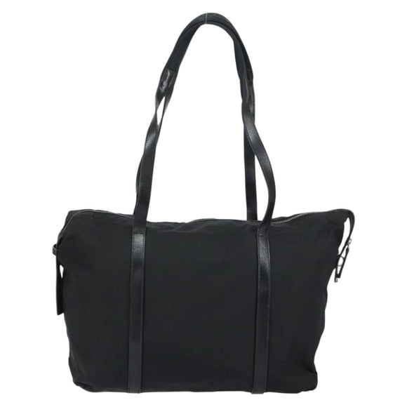 PRADA Tote Bag Nylon Black Silver Auth 151531
