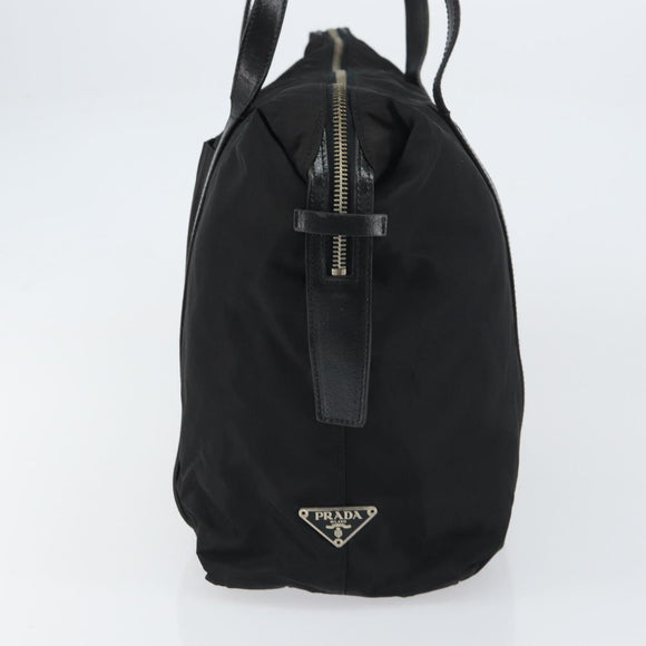 PRADA Tote Bag Nylon Black Silver Auth 151531