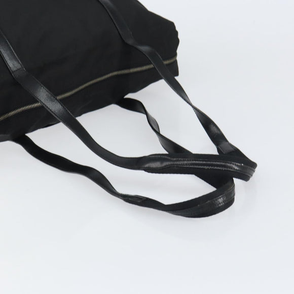 PRADA Tote Bag Nylon Black Silver Auth 151531