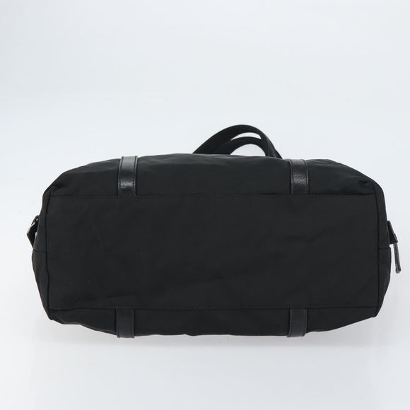 PRADA Tote Bag Nylon Black Silver Auth 151531