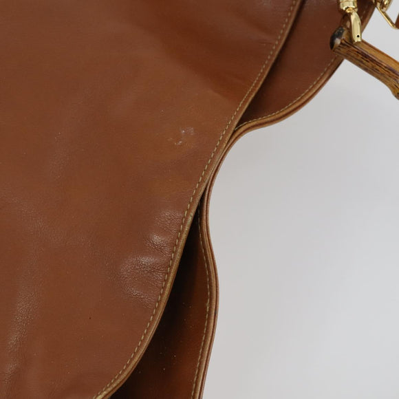 GUCCI Bamboo Shoulder Bag Leather 2way Brown Gold 001 2113 1638 Auth 151532