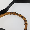 GUCCI Bamboo Shoulder Bag Leather 2way Black Gold 001 1577 2615 Auth 151534-10
