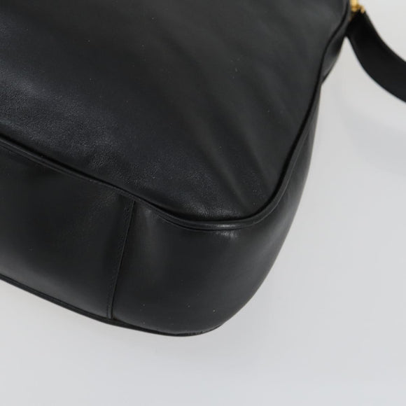 GUCCI Bamboo Shoulder Bag Leather 2way Black Gold 001 1577 2615 Auth 151534
