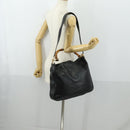 GUCCI Bamboo Shoulder Bag Leather 2way Black Gold 001 1577 2615 Auth 151534-23