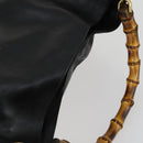 GUCCI Bamboo Shoulder Bag Leather 2way Black Gold 001 1577 2615 Auth 151534-6