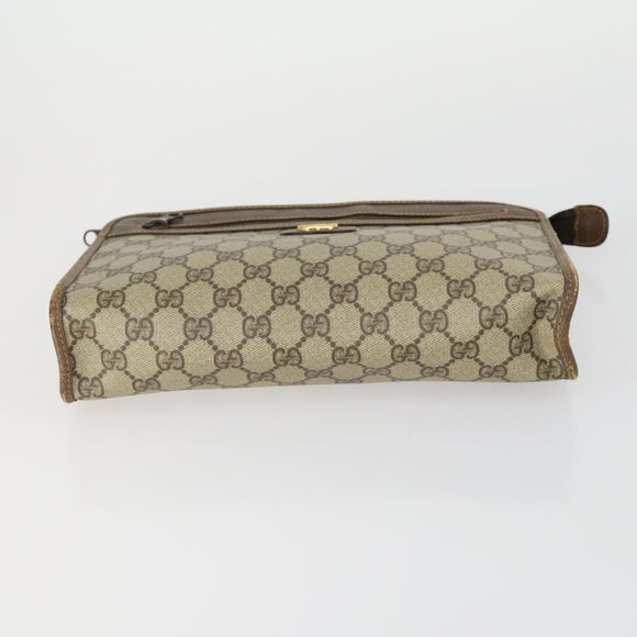 GUCCI GG Supreme Clutch Bag PVC 4 Set Beige Auth 151535