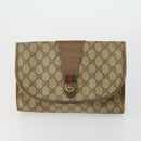 GUCCI GG Supreme Clutch Bag PVC 4 Set Beige Auth 151535-14