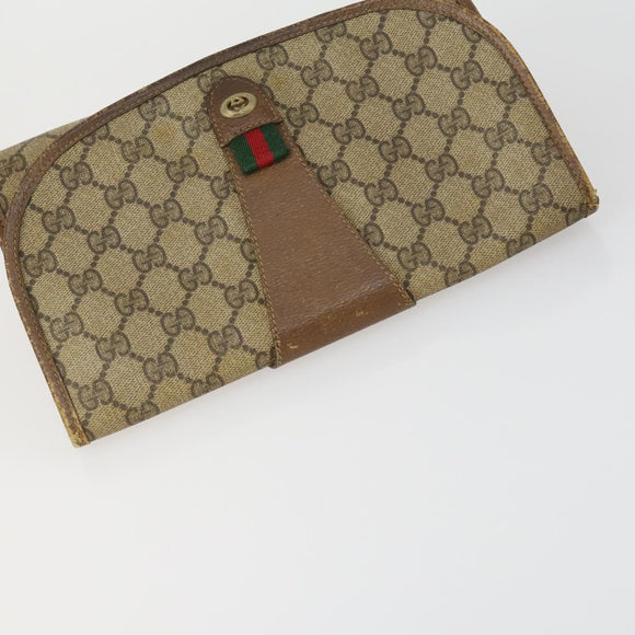 GUCCI GG Supreme Clutch Bag PVC 4 Set Beige Auth 151535