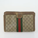 GUCCI GG Supreme Clutch Bag PVC 4 Set Beige Auth 151535-20