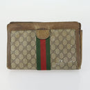 GUCCI GG Supreme Clutch Bag PVC 4 Set Beige Auth 151535-21