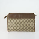 GUCCI GG Supreme Clutch Bag PVC 4 Set Beige Auth 151535-9