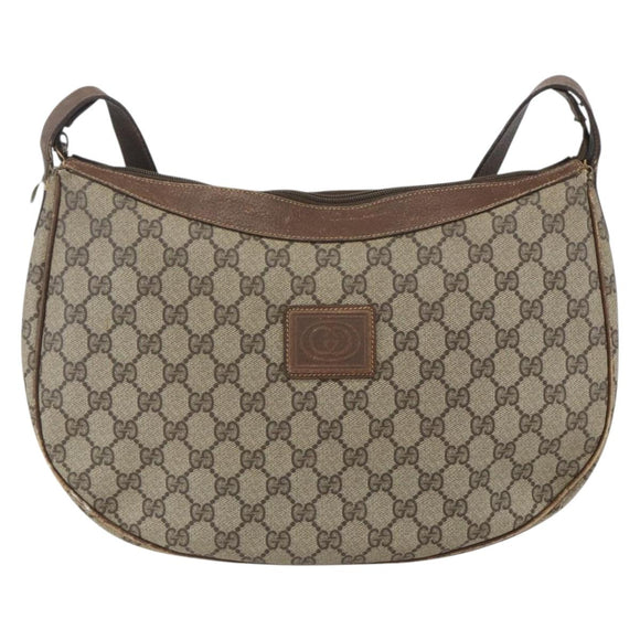 GUCCI GG Supreme Web Sherry Line Bag PVC Beige Gold 001 256 0719 Auth 151537