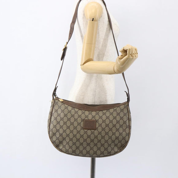 GUCCI GG Supreme Web Sherry Line Bag PVC Beige Gold 001 256 0719 Auth 151537