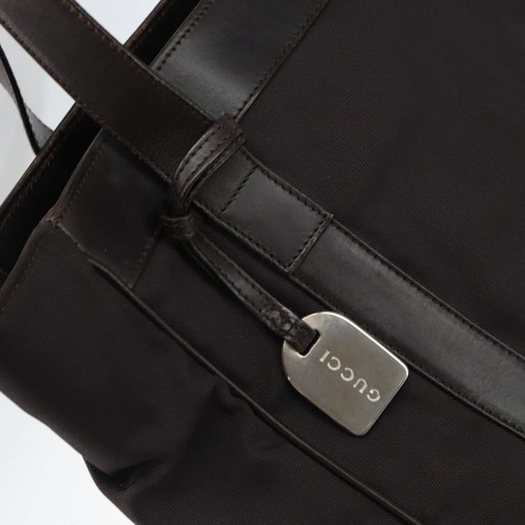 GUCCI Tote Bag Canvas Brown Silver 002 1705 0405 Auth 151538