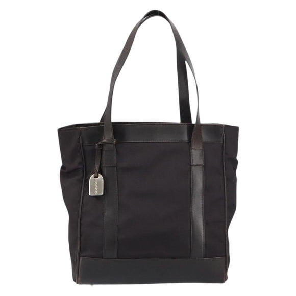GUCCI Tote Bag Canvas Brown Silver 002 1705 0405 Auth 151538