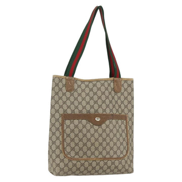 GUCCI GG Supreme Web Sherry Line Tote Bag PVC Beige Red 40 02 003 Auth 151539