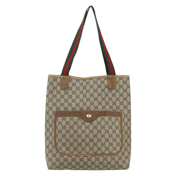 GUCCI GG Supreme Web Sherry Line Tote Bag PVC Beige Red 40 02 003 Auth 151539 - 0