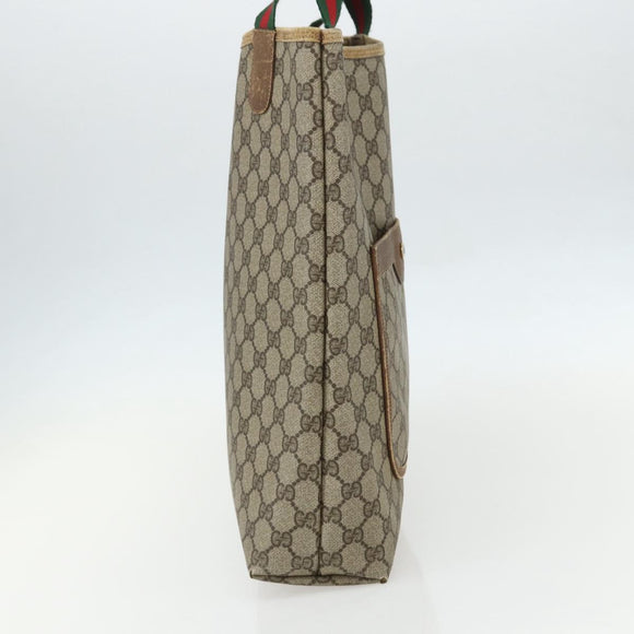 GUCCI GG Supreme Web Sherry Line Tote Bag PVC Beige Red 40 02 003 Auth 151539