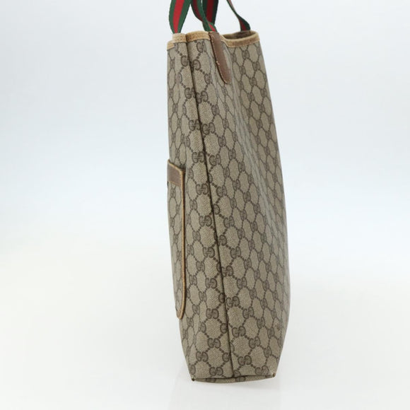GUCCI GG Supreme Web Sherry Line Tote Bag PVC Beige Red 40 02 003 Auth 151539
