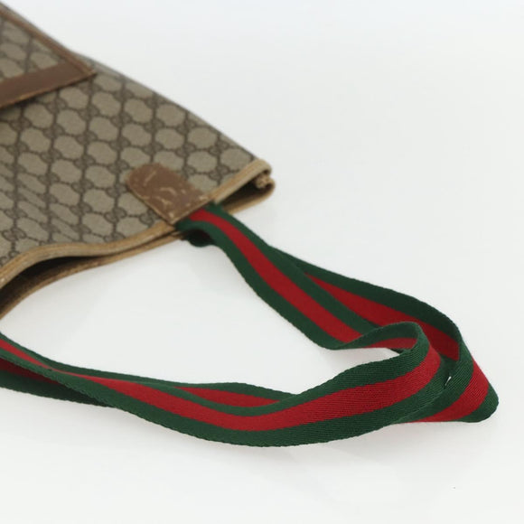 GUCCI GG Supreme Web Sherry Line Tote Bag PVC Beige Red 40 02 003 Auth 151539