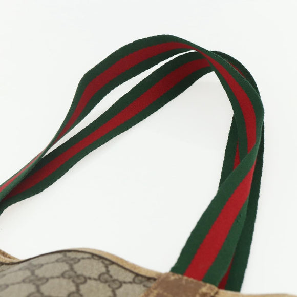 GUCCI GG Supreme Web Sherry Line Tote Bag PVC Beige Red 40 02 003 Auth 151539