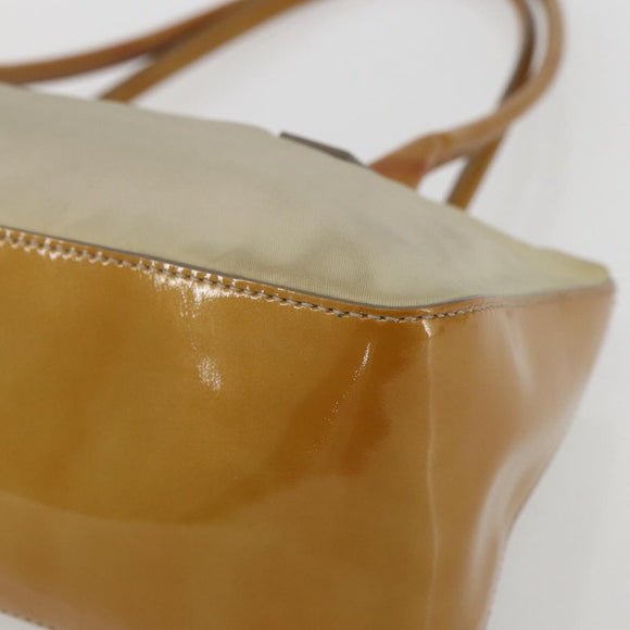 PRADA Hand Bag Nylon Beige Silver Auth 151542