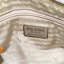 PRADA Hand Bag Nylon Beige Silver Auth 151542-17