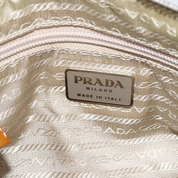 PRADA Hand Bag Nylon Beige Silver Auth 151542