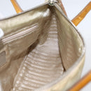 PRADA Hand Bag Nylon Beige Silver Auth 151542-19