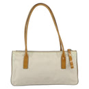 PRADA Hand Bag Nylon Beige Silver Auth 151542-2