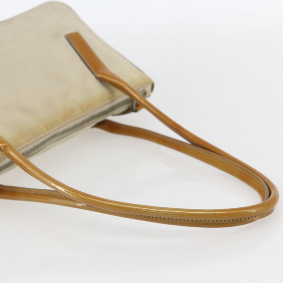PRADA Hand Bag Nylon Beige Silver Auth 151542