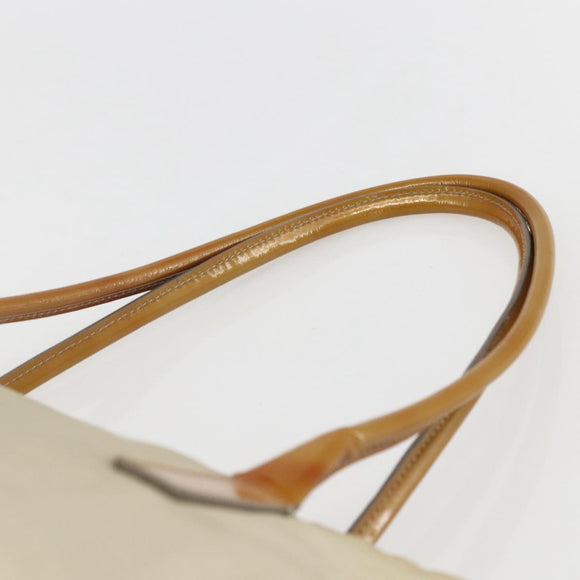 PRADA Hand Bag Nylon Beige Silver Auth 151542