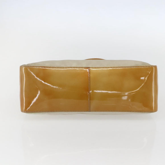 PRADA Hand Bag Nylon Beige Silver Auth 151542