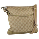 GUCCI GG Canvas Sherry Line Shoulder Bag Beige Gold 145857 Auth 151543-1