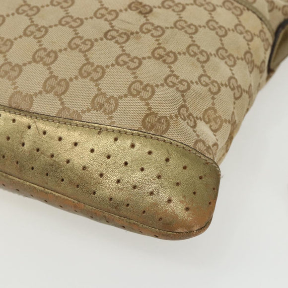 GUCCI GG Canvas Sherry Line Shoulder Bag Beige Gold 145857 Auth 151543