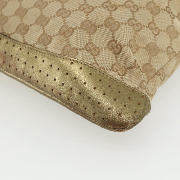 GUCCI GG Canvas Sherry Line Shoulder Bag Beige Gold 145857 Auth 151543