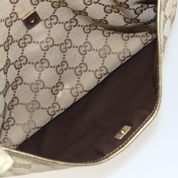GUCCI GG Canvas Sherry Line Shoulder Bag Beige Gold 145857 Auth 151543