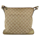 GUCCI GG Canvas Sherry Line Shoulder Bag Beige Gold 145857 Auth 151543-3