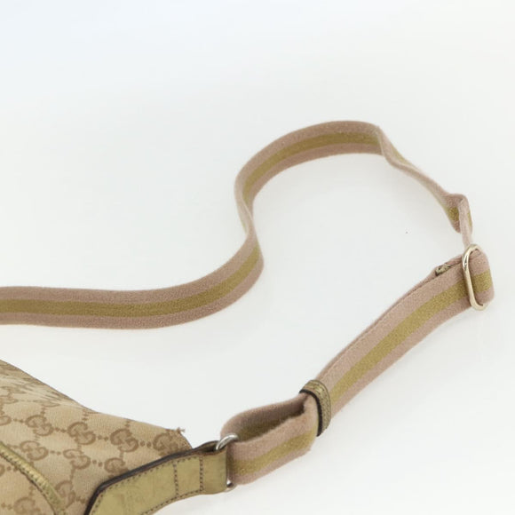 GUCCI GG Canvas Sherry Line Shoulder Bag Beige Gold 145857 Auth 151543