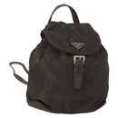 PRADA Backpack Nylon Brown Silver Auth 151544-1