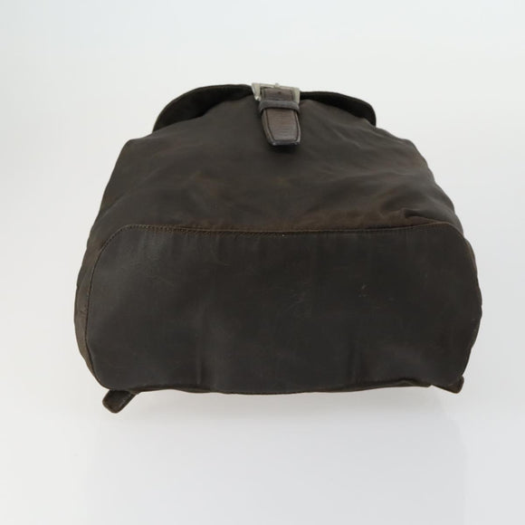 PRADA Backpack Nylon Brown Silver Auth 151544