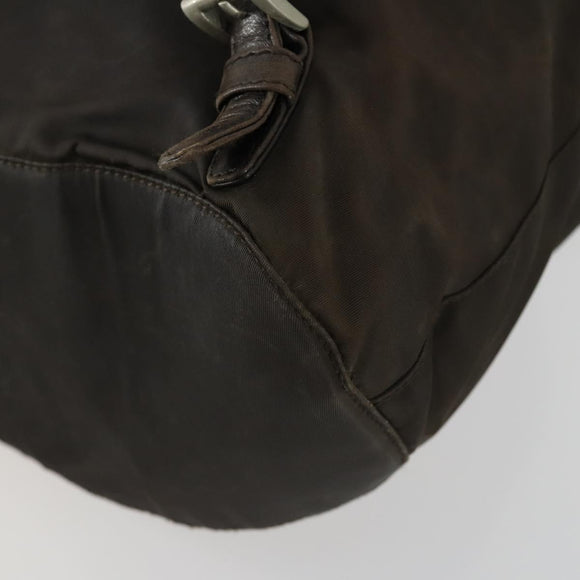 PRADA Backpack Nylon Brown Silver Auth 151544